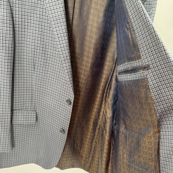Jean Paul Germain Blue Plaid Blazer Mens 44L Classic Fit 2-Button Jacket - Picture 5 of 8